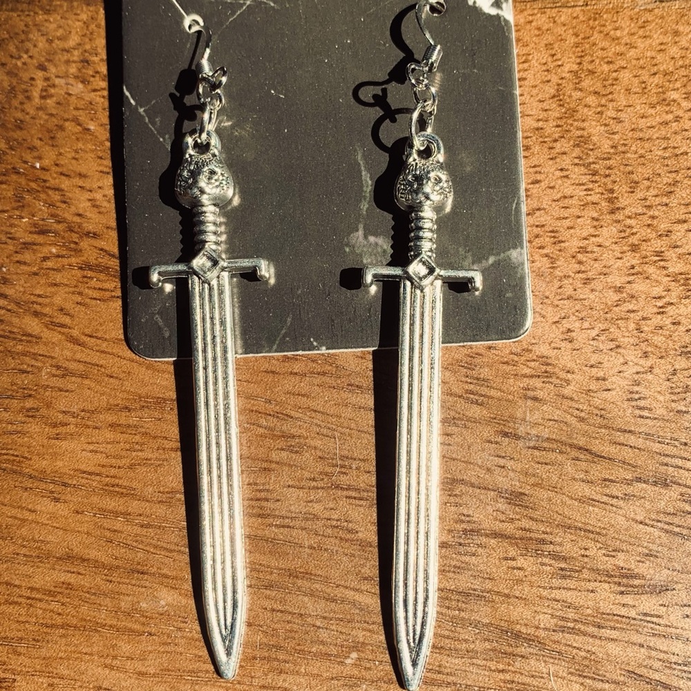 Handmade sword earrings